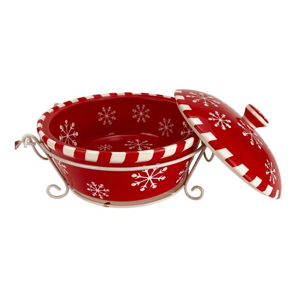 Vintage Temp-Tations presentable Ovenware by Tara-Snowflake 2 qt. Casserole - Picture 1 of 5